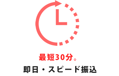 最短30分。即日・スピード振込